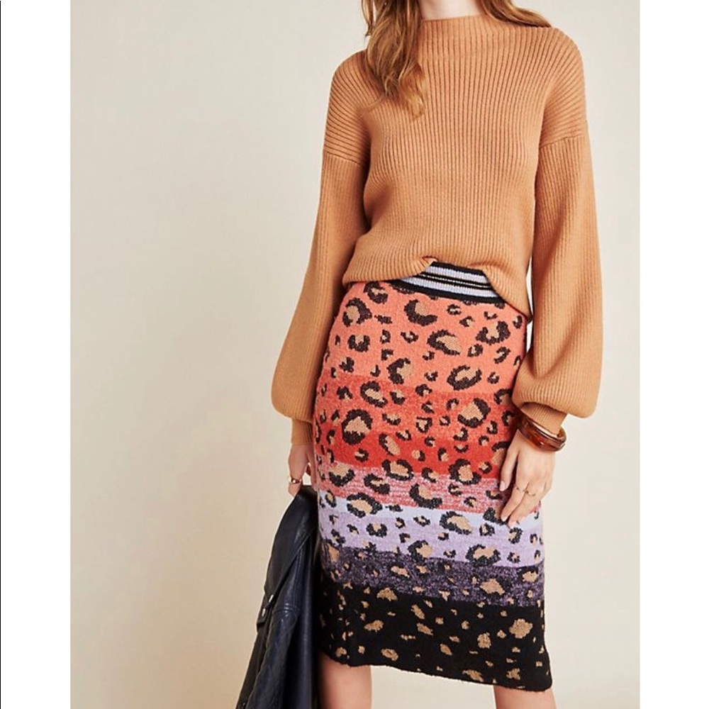 ANTHROPOLOGIE Maeve Leopard Knit Pencil Skirt